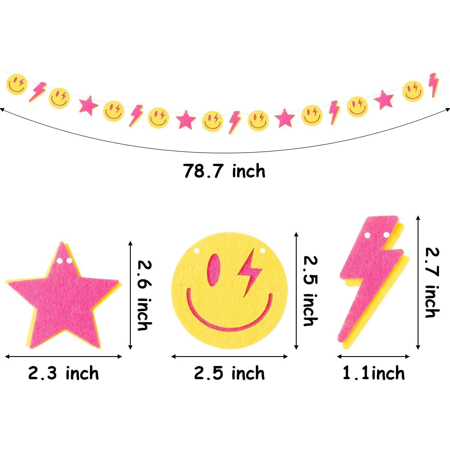 AsodSway Preppy Garland Party Decorations - 4P Christmas Preppy Smile Face Lighting Star Garland College Room Decor Xmas Theme Dorm Classroom Decorations, Trendy Style Sweet Room Decor for Teen Girls