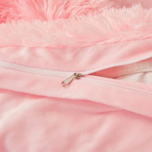 Fluffy Pink Twin Size Comforter Cover - Ultra Soft Plush Bedding Set With Faux Fur and Fuzzy Pillowcase for Girls Bedroom (Light Pink)