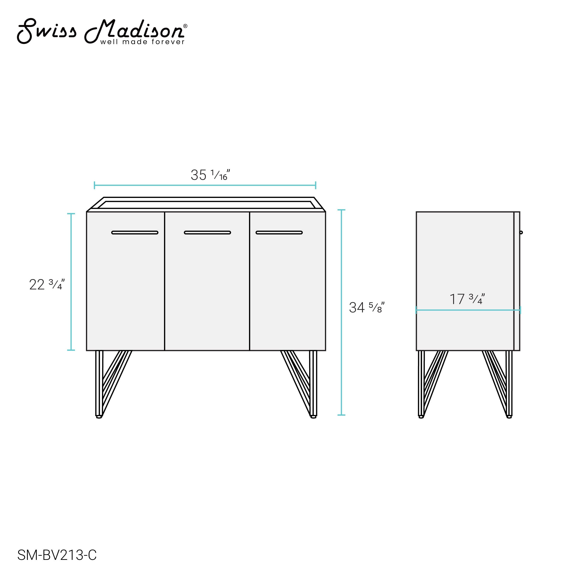 Swiss Madison Well Made Forever Annecy 36" Bathroom White Bath Vanity Cabinet