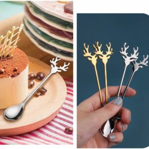 20 Pieces Stainless Steel Mini Coffee Espresso Spoon, Elk shaped spoon Flatware Dessert Teaspoons Small Soup Spoons, 5.5 inch Specialty Demitasse Stirring Spoons