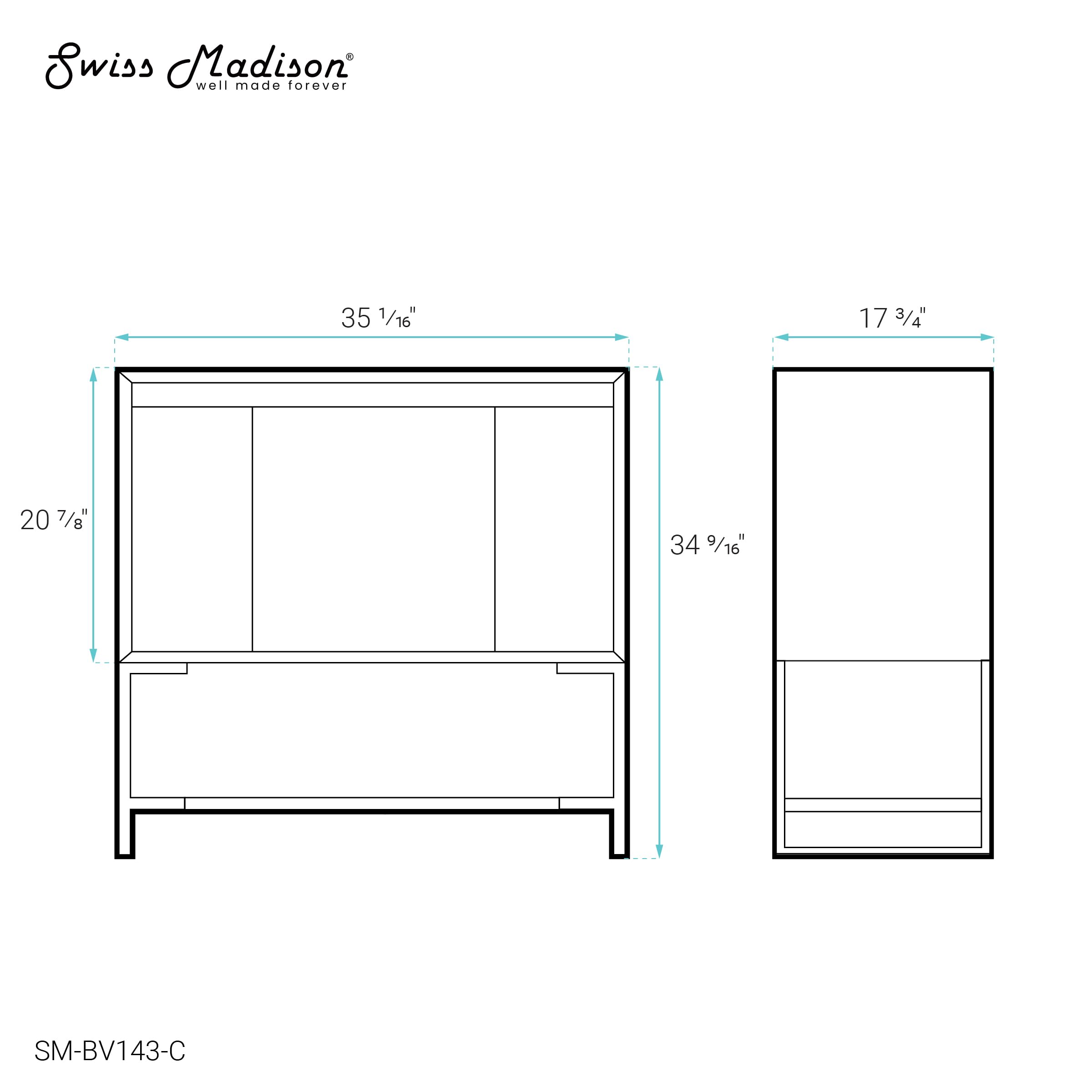 Swiss Madison Well Made Forever Marseille 36" Bathroom Oak-Cabinet Only Bath Vanity