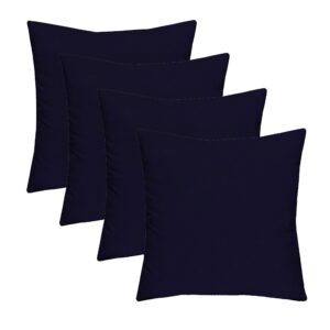 RSH DECOR: Sunbrella Square Throw Pillows Set of 4 | 20" x 20" | Water and Fade-Resistant Performance Fabric | Outdoor Pillow Covers with Down-Alternative Inserts | Canvas Navy Blue