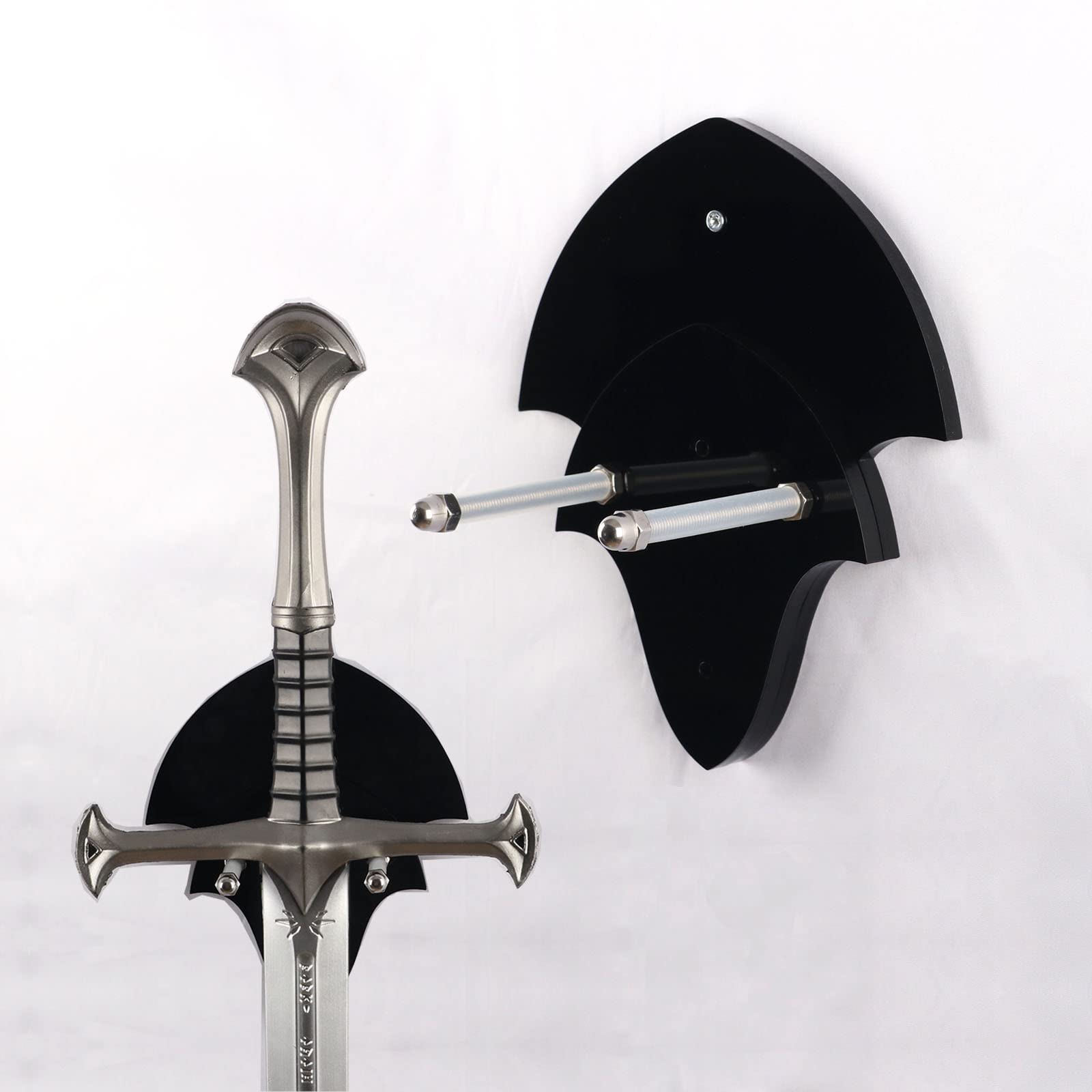 HHUXIUE Sword Stand Wall Hanging Sword Stand Sword Hook Wall Hanging Display Stand Single Sword Vertical Wall Hanging Display Stand Samurai Sword Stand (Black 2 Sets)