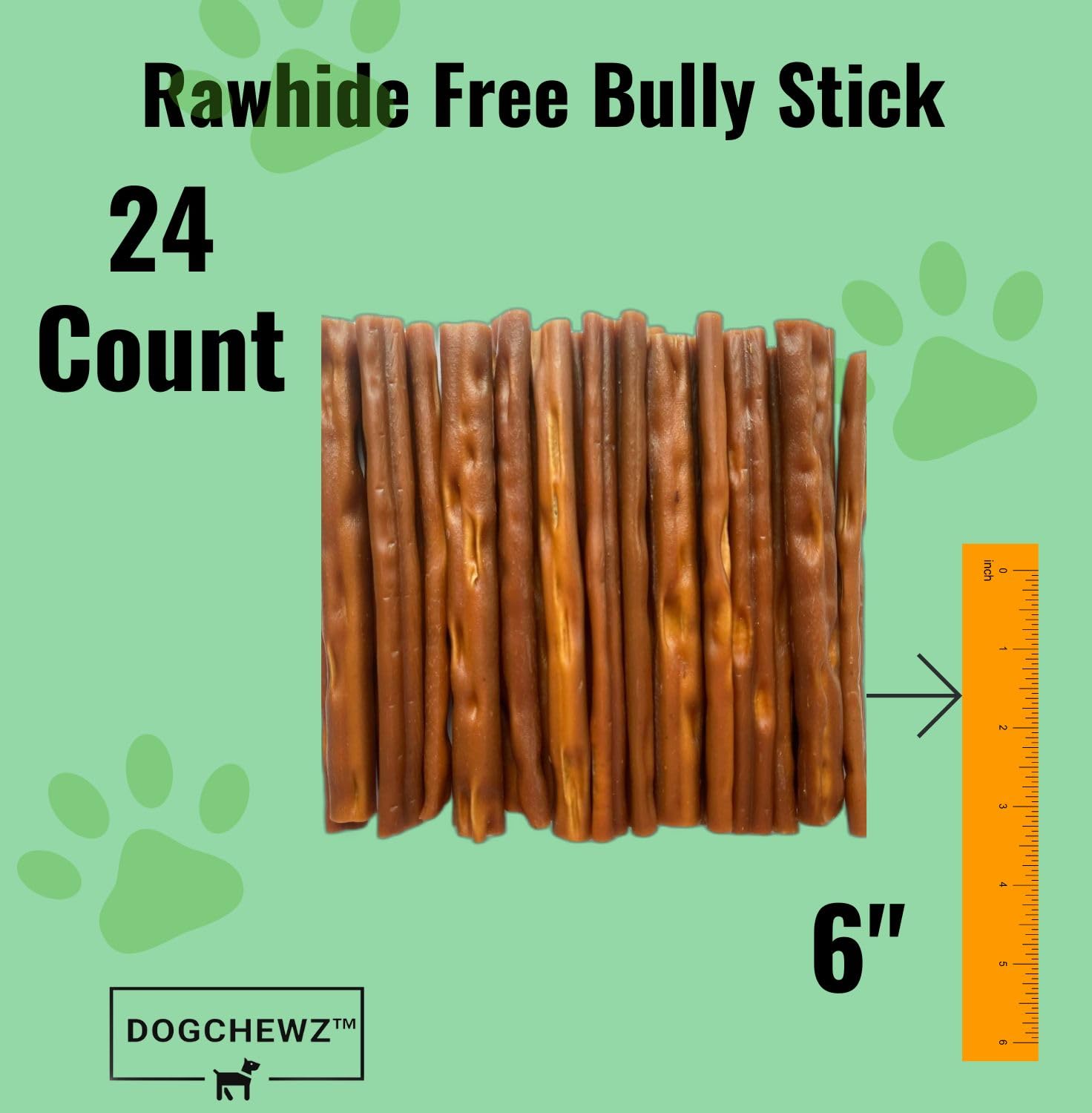 DOGCHEWZ Rawhide Free Bully Stick Dog Chew Treats 6" (24 Count) - Chicken Flavored Dog Chew Bone - Suitable for Small and Medium Dogs