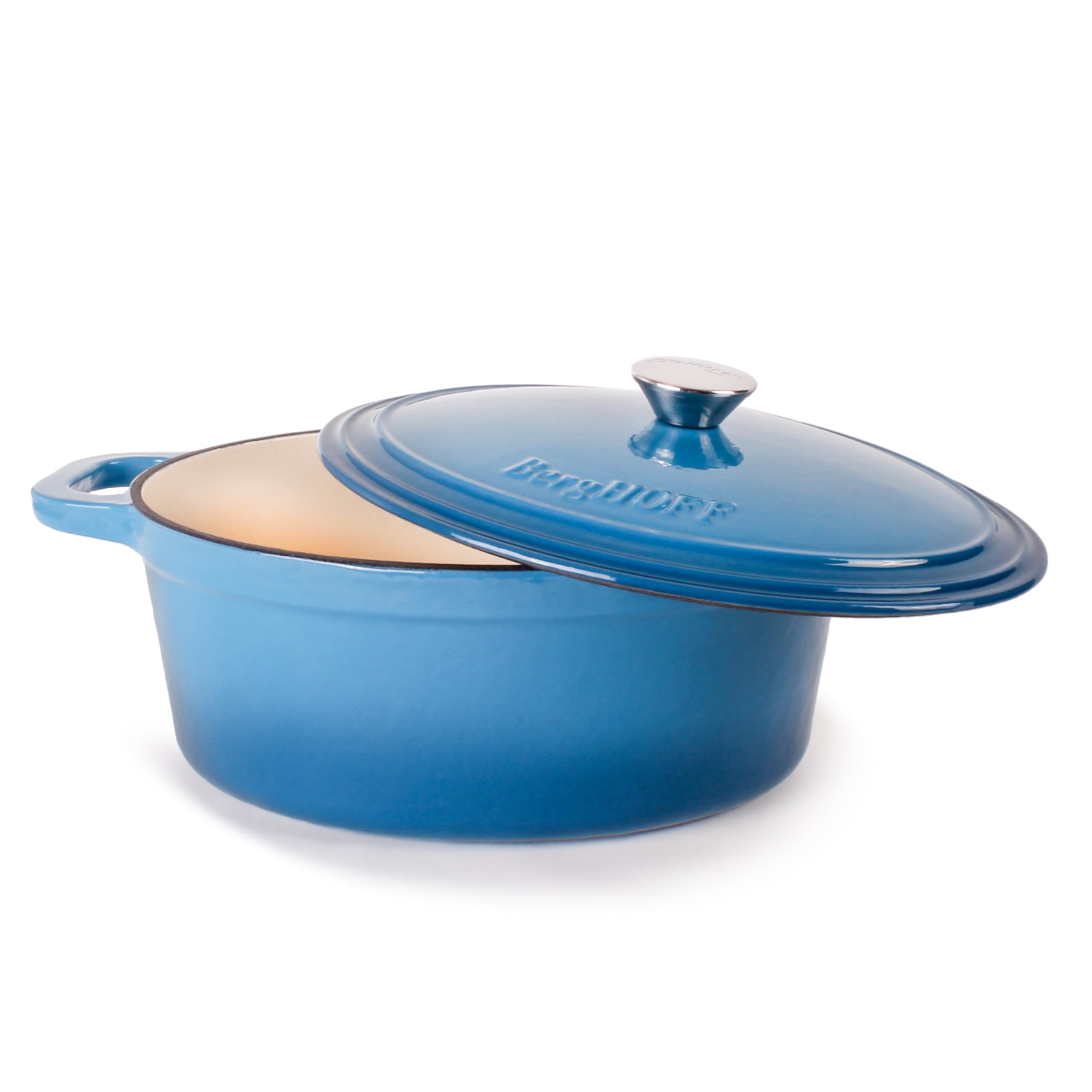 BergHOFF 6Pc Neo Enameled Cast Iron Dutch Oven Set, Matching Lid,Fast, Evenly Heat, Oven Safe, Blue