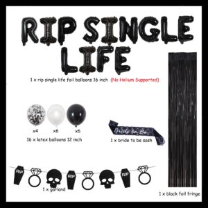 Cheereveal Gothic Bachelorette Party Decorations, Rip Single Life Bachelorette Decorations - Black Coffin Skull Garland Bride to Be Sash Curtain for Bachelorette Engagement Wedding Party