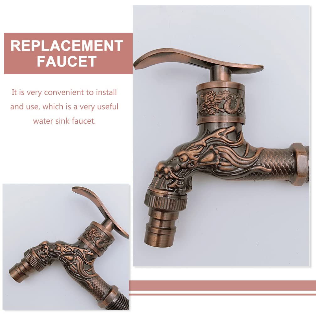 Yardwe Retro Faucet Vintage Wall Water Faucet Hose Bib Vintage Kitchen Faucet Basin Water Tap Spigot Sink Water Tap Bathtub Faucet Sink Accessory Dressing Table Zinc Alloy Old Fashioned