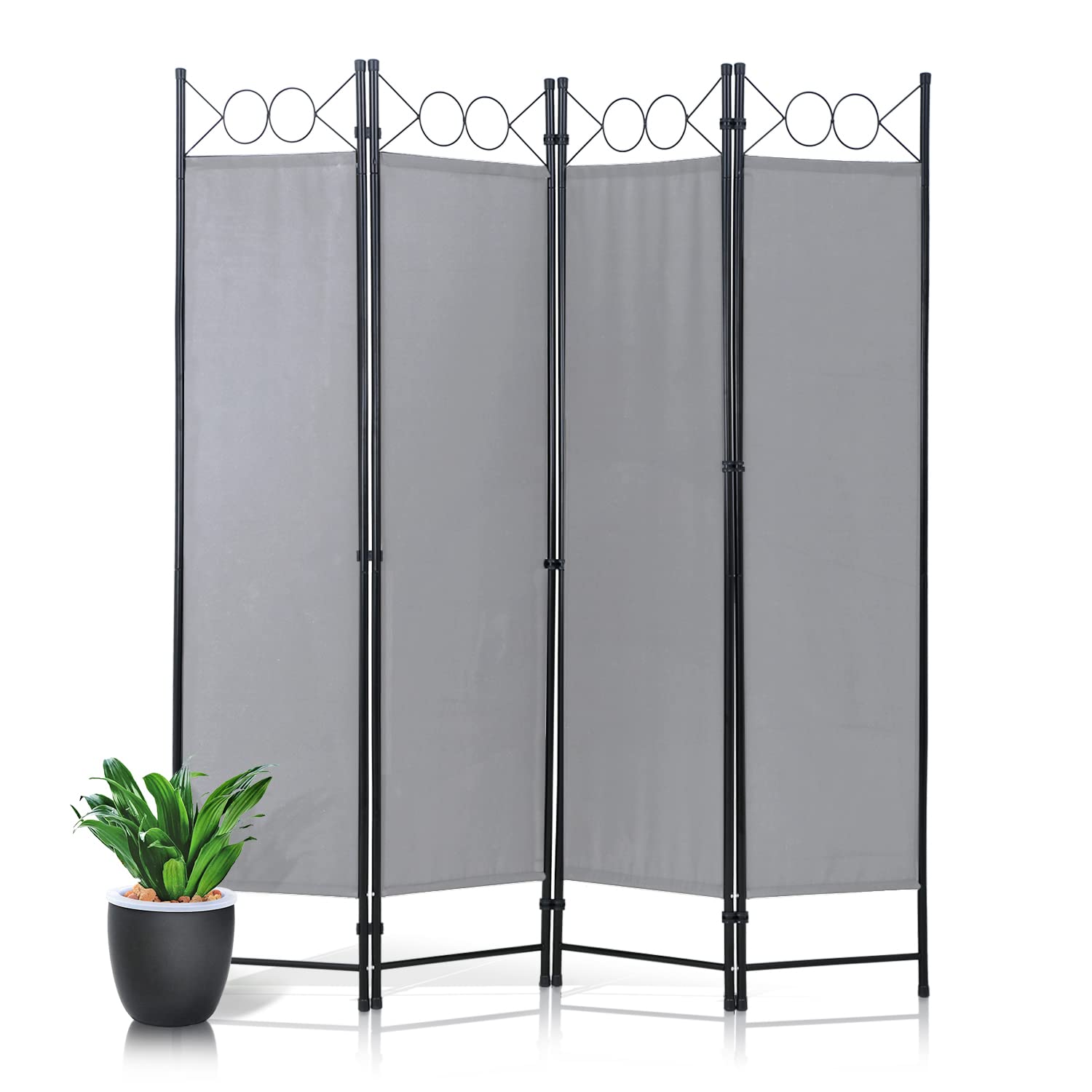 Room Divider,Folding Privacy Screen 4 Panels Portable Wall Divider Partition Room Dividers for Home Office Room Separation,Grey