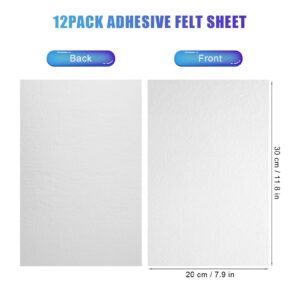 AIEX 12 Sheets Self Adhesive Felt Sheets, 7.9x11.8inch Sticky Back for Crafts Drawer Liner Jewelry Box DIY (White)