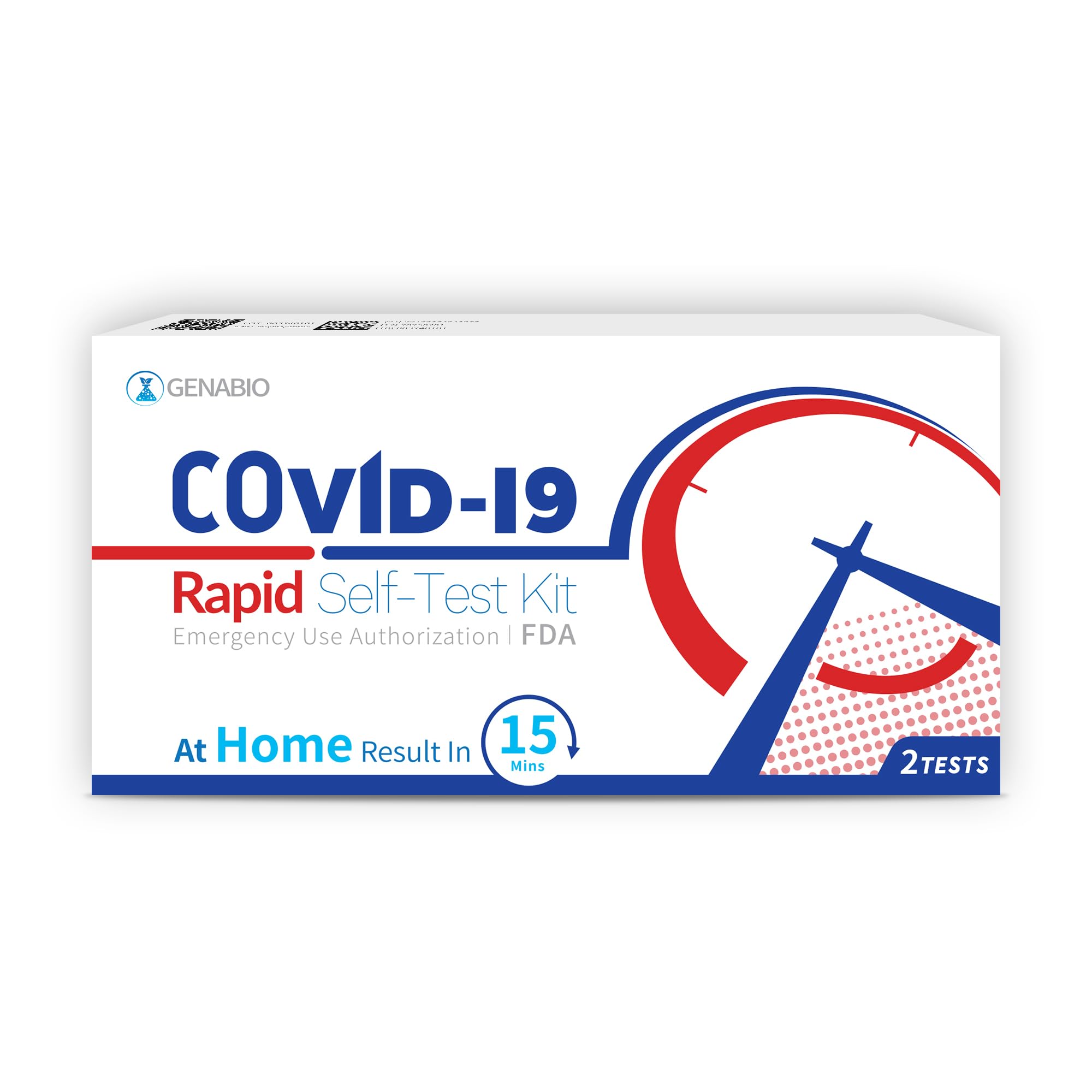 Genabio COVID-19 Antigen Rapid Test, 1 Pack 2 Tests Total, FDA EUA Authorized, 15 Minute Results, OTC at Home Self Test,Non-Invasive Short Nasal Swab, Easy to Use, (2 Pack)