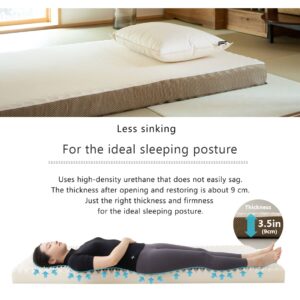 EMOOR Roll-Type Floor Futon Mattress Relax Full, Egg Crate Foam Pressure-Distribution Removable & Washable Cover Guest use Japanese Style