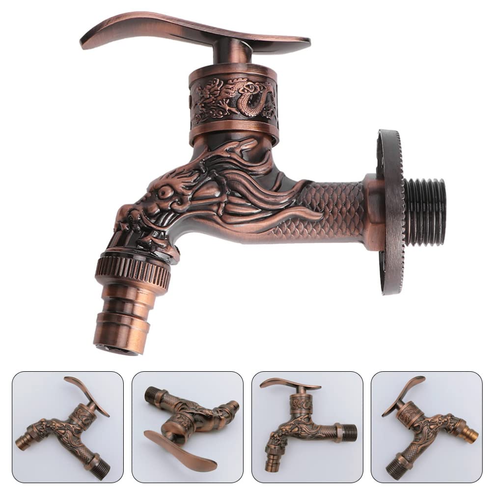 Yardwe Retro Faucet Vintage Wall Water Faucet Hose Bib Vintage Kitchen Faucet Basin Water Tap Spigot Sink Water Tap Bathtub Faucet Sink Accessory Dressing Table Zinc Alloy Old Fashioned