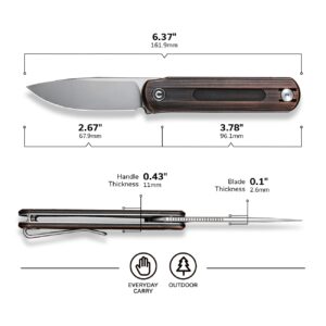 CIVIVI Foldis Pocket Folding Knife, 2.67-in Silver Bead Blasted Nitro-V Steel Blade, Copper Handle with Double Detent Slip Joint Pocket Knife EDC Knife C21044-1