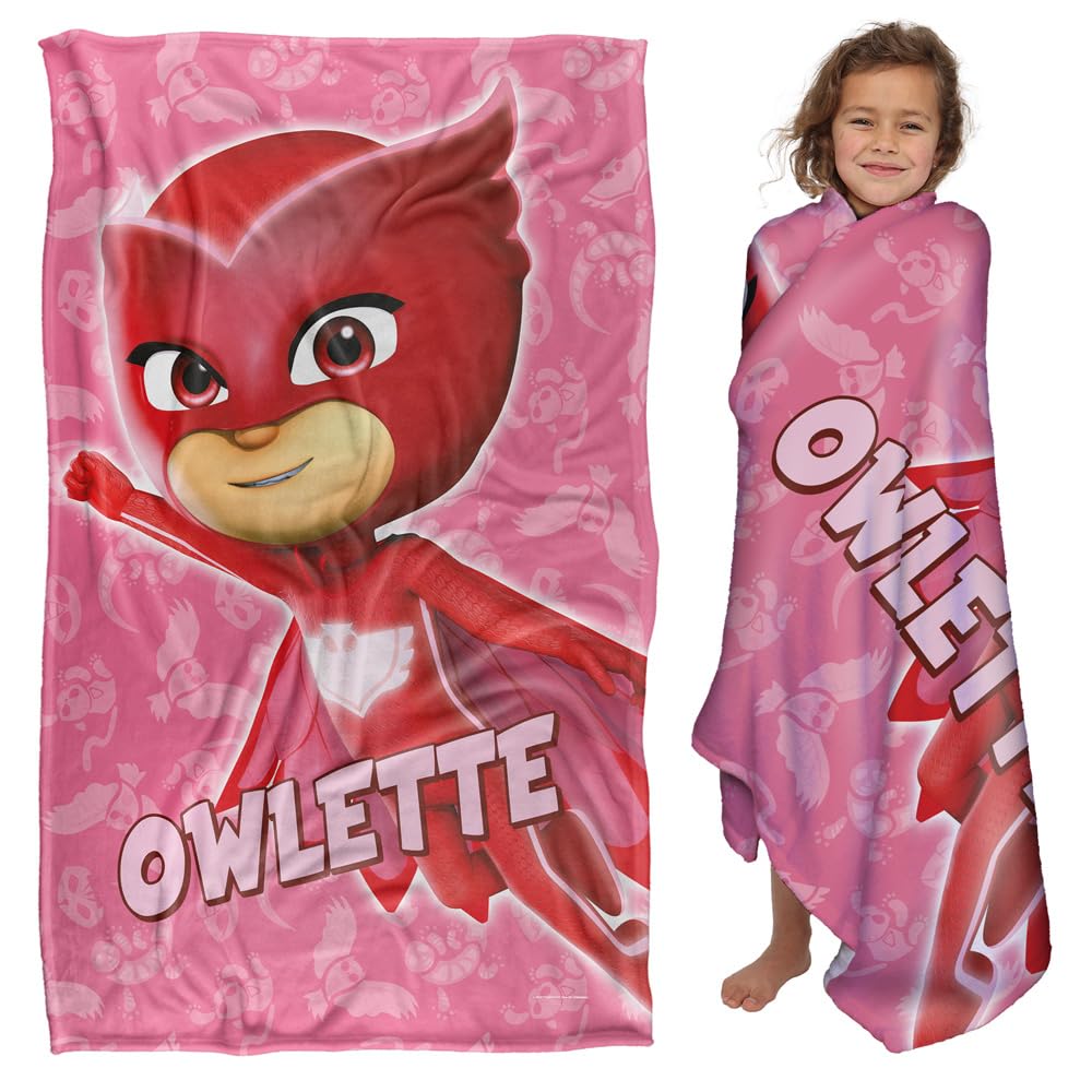 LOGOVISION PJ Masks Blanket Owlette Character Kids Silky Touch Blanket, 36" x 58"