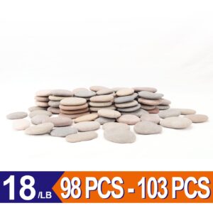 [About 98 PCS - 103 PCS](18.1 Pounds) Painting Rocks,2.23"-3.68" River Rocks,Flat Stones