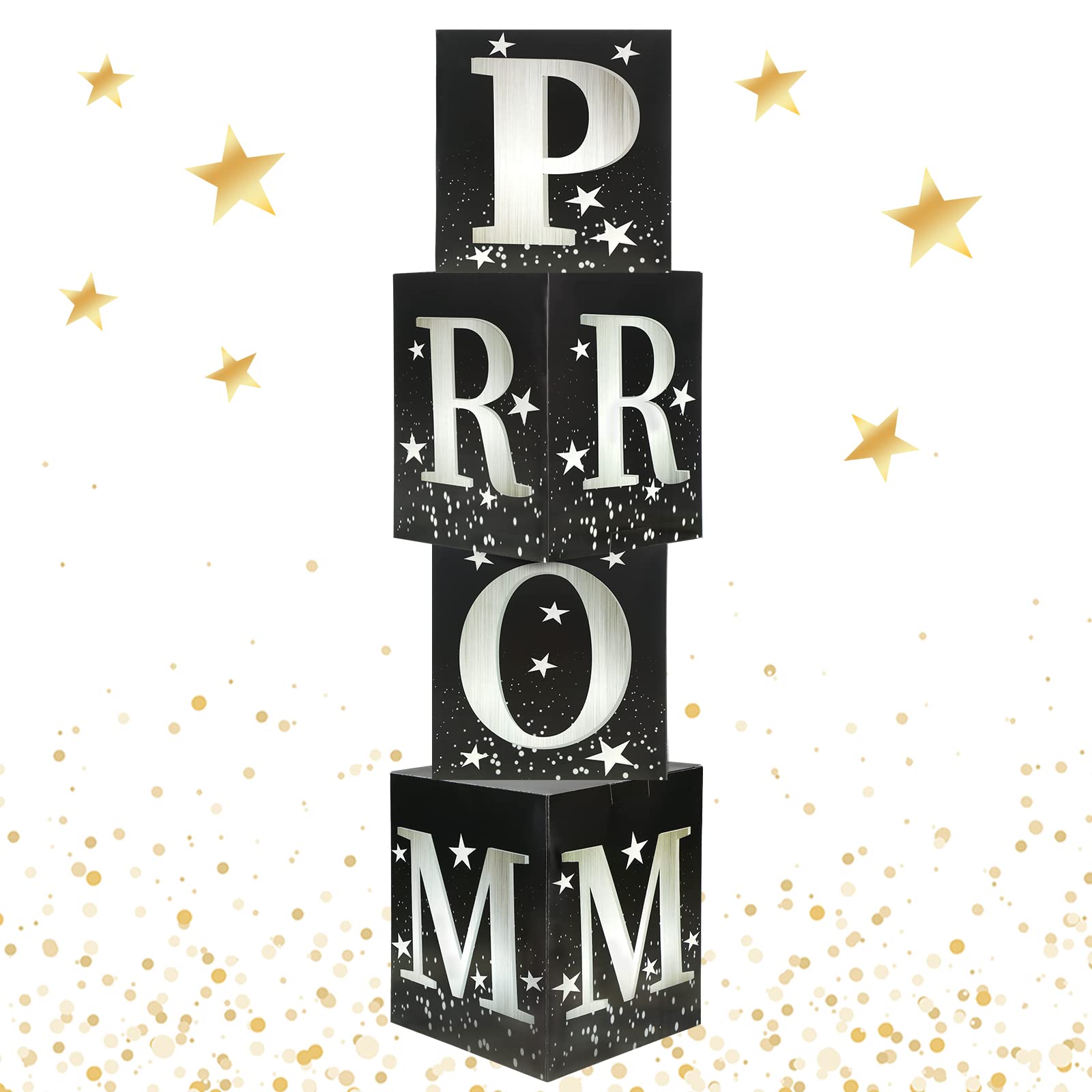 Sotiff 4 Pcs Prom/Grad Column Standup Photo Booth Prom Decorations Prom/Grad Night Party Decor for 2024 Graduation Decorations Supplies (Black Silver)