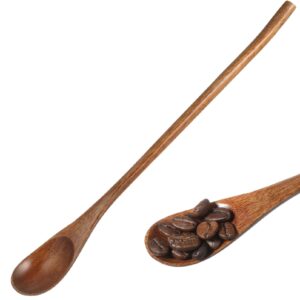 Operitacx 2Pcs Wooden Long Tea Spoons Wooden Coffee Spoons Honey Stirring Spoon Cocktail Stirrer Spoons Swizzle Mixing Spoons for Home Kitchen