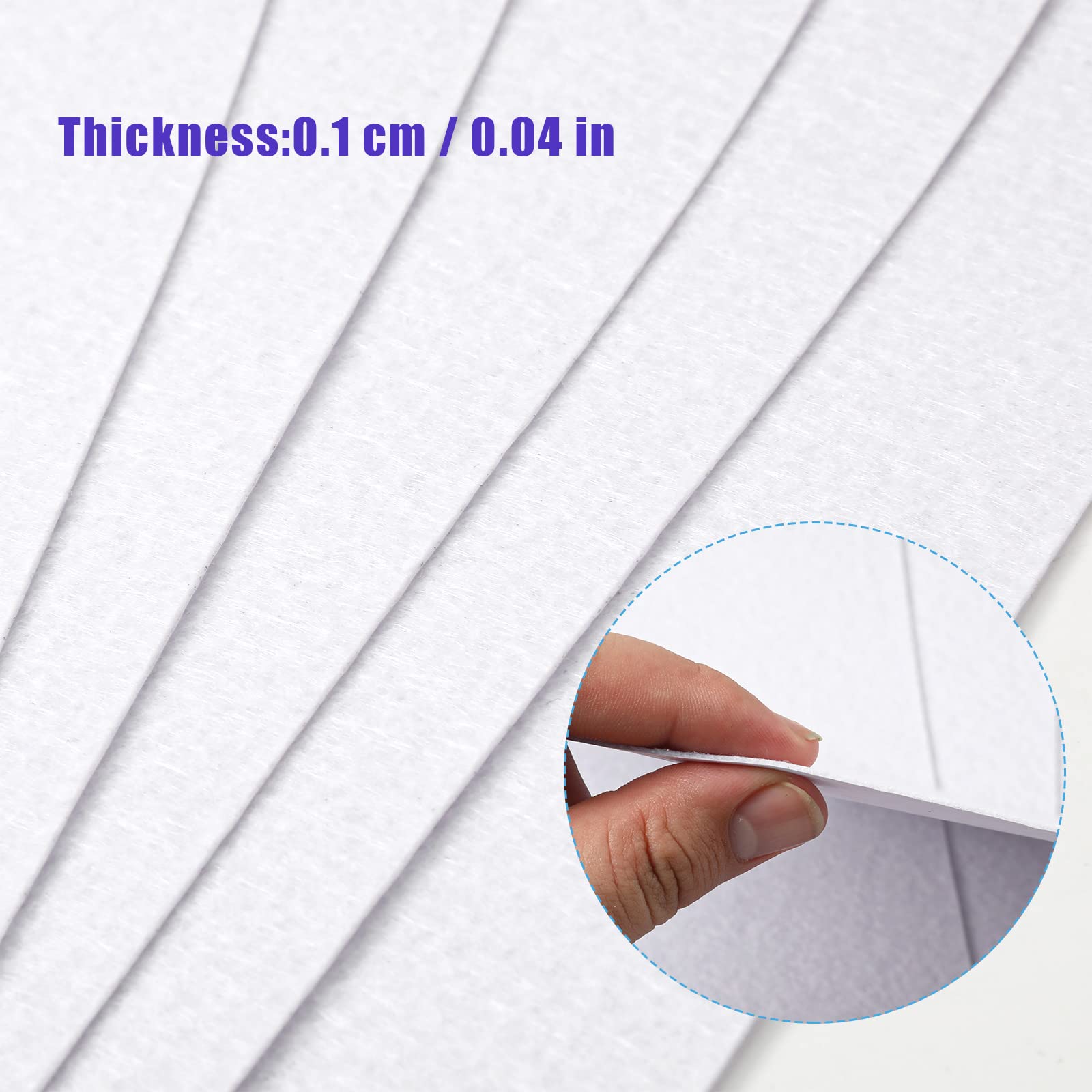 AIEX 12 Sheets Self Adhesive Felt Sheets, 7.9x11.8inch Sticky Back for Crafts Drawer Liner Jewelry Box DIY (White)