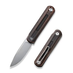 civivi foldis pocket folding knife, 2.67-in silver bead blasted nitro-v steel blade, copper handle with double detent slip joint pocket knife edc knife c21044-1