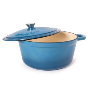 BergHOFF 6Pc Neo Enameled Cast Iron Dutch Oven Set, Matching Lid,Fast, Evenly Heat, Oven Safe, Blue