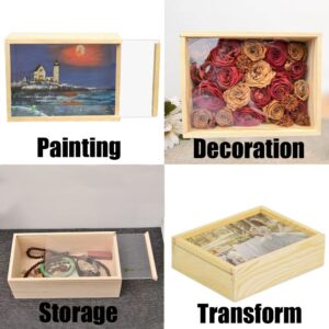 YCOSAN 6 Pcs Wood Boxes for Crafts, 6.3 x 4.9 x 1.8 Inch Small Wooden Storage Boxes, Unfinished Wood Box,Wooden Display Box with Sliding Transparency Lid