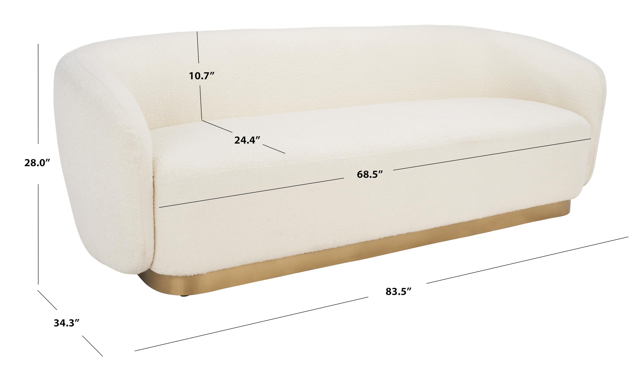 SAFAVIEH Couture Collection Bernard Ivory/Gold Boucle Sofa (Fully Assembled)