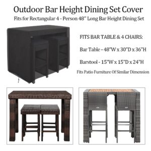 Izzybang Outdoor Bar Height Dining Set Cover Heavy Duty Waterproof Patio Dining Set Cover for Rectangular 4 - Person 48'' Long Bar Height Dining Set