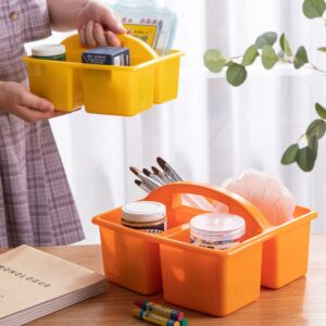 Multiuse Organizer with Handle: Stackable Plastic Bin Basket Divided Storage Tote Holder Plastic Craft Storage Organizer Basket for Art Craft Supplies Makeup Bathroom Shower Cleaning