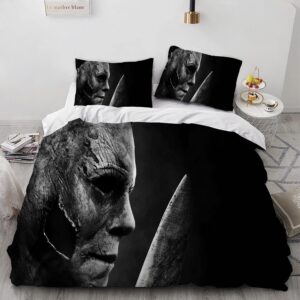 akardo halloween michael ends duvet covers, soft microfiber washed duvet cover set 3 pieces with zipper closure (10,king (104"x90"))