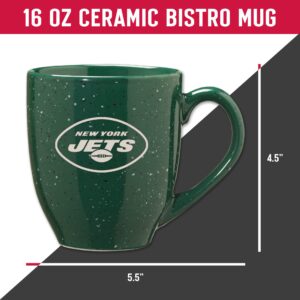 Rico Industries NFL Football New York Jets Primary 16 oz Team Color Laser Engraved Ceramic Coffee Mug