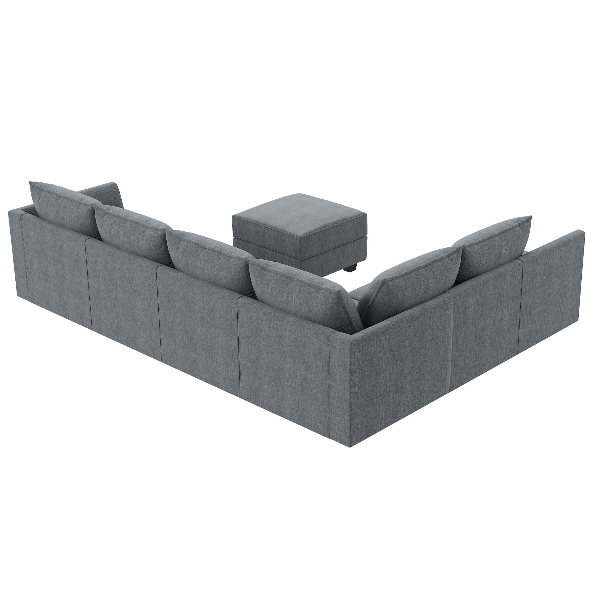 HONBAY Modular Sectional Sofa with Storage Ottoman Fabric Modular Couch with Reversible Chaise 6-Seater L Shape Corner Sofa Sectional Couch, Bluish Grey