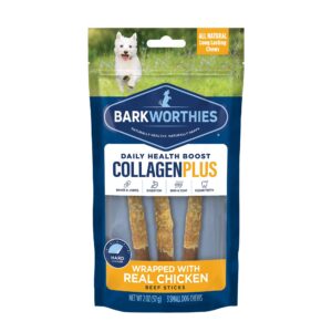 barkworthies 6" chicken wrapped collagen dog sticks 2 oz. pack of 3