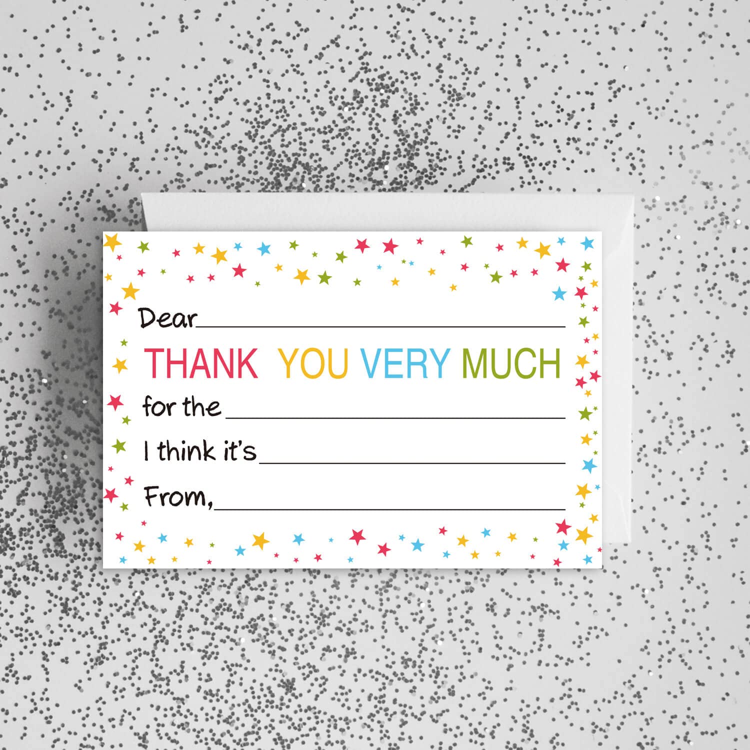 KORTTITALO Kids Fill in the Blank Thank You Postcards - Fun Thank You Notes For Boys or Girls - Colorful Thanks Cards With Envelopes -25 Card Set.