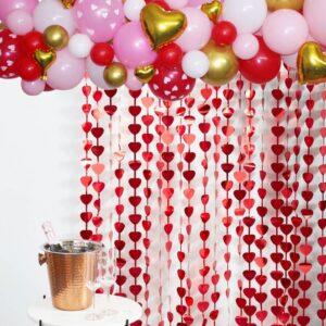 110Pcs Valentines Day Balloon Garland, Galentine's Party Balloon Arch with Pink White Red Balloon & Heart Foil Curtain for Valentine Party Anniversary,Wedding,Sweetheart Bridal Shower Engagement Decor