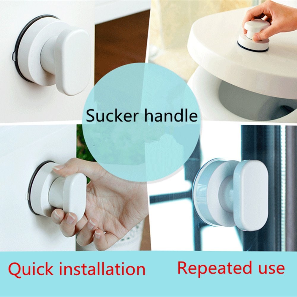 YIDELAI - Suction Cup Door Handle, Glass Door Handle, Refrigerator, Drawer, Bathroom, Suction Cup armrest, Bathtub Shower Handle, Kitchen Drawer Cabinet Handle Suction Cup (Small White)