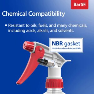 Bar5F Set of 2 Premium 16 oz Spray Bottles, NBR Gasket - Superior Hydrocarbon Resistance - Ideal for Auto Detailing & Industrial Cleaning