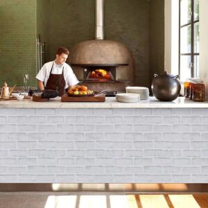 ComShion White Brick Peel and Stick Wallpaper Waterproof Self-Adhesive Faux White Brick Contact Paper for Fireplace Accent Walls Wallpaper Backsplash School 17.7”x118”