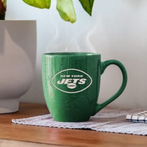 Rico Industries NFL Football New York Jets Primary 16 oz Team Color Laser Engraved Ceramic Coffee Mug