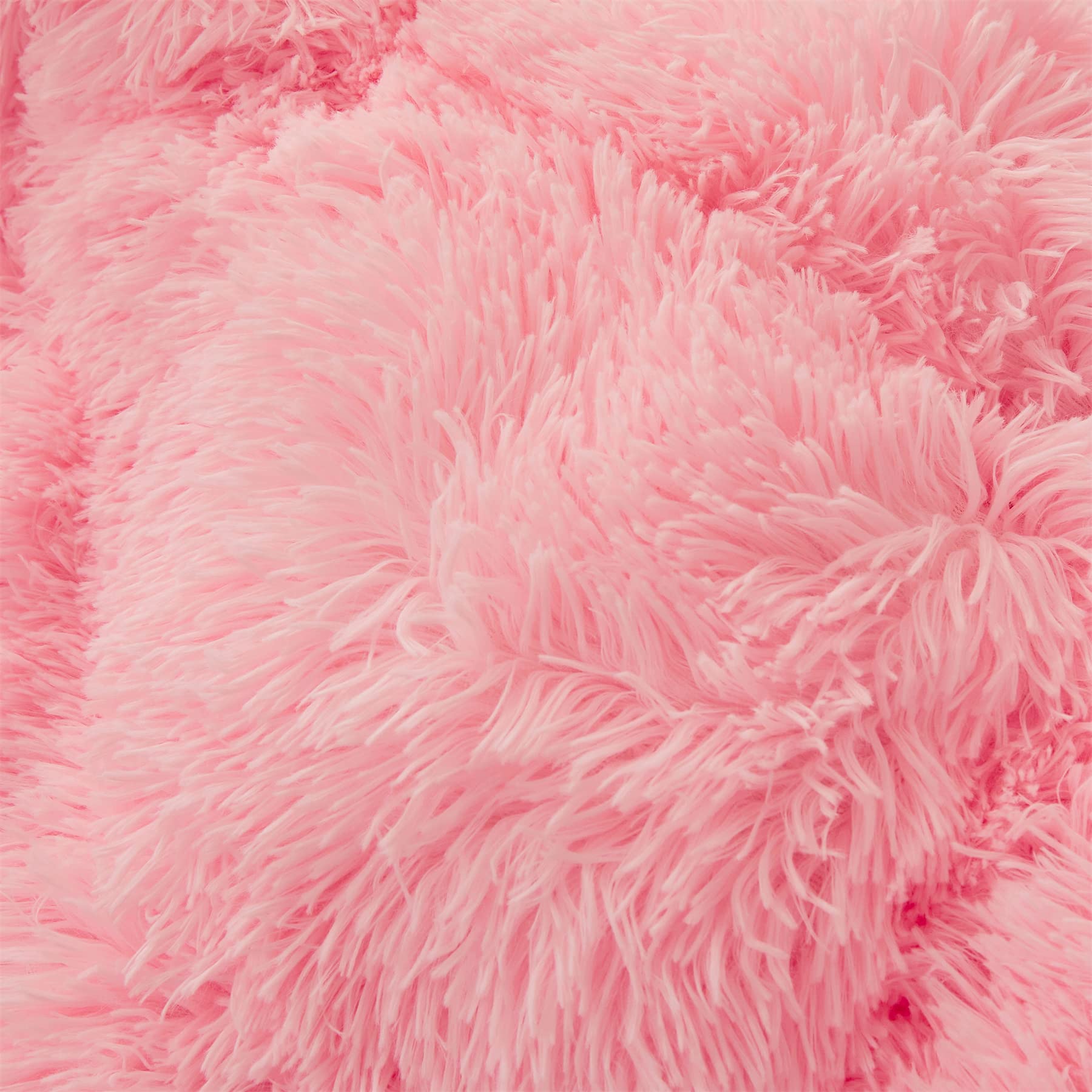 Fluffy Pink Twin Size Comforter Cover - Ultra Soft Plush Bedding Set With Faux Fur and Fuzzy Pillowcase for Girls Bedroom (Light Pink)