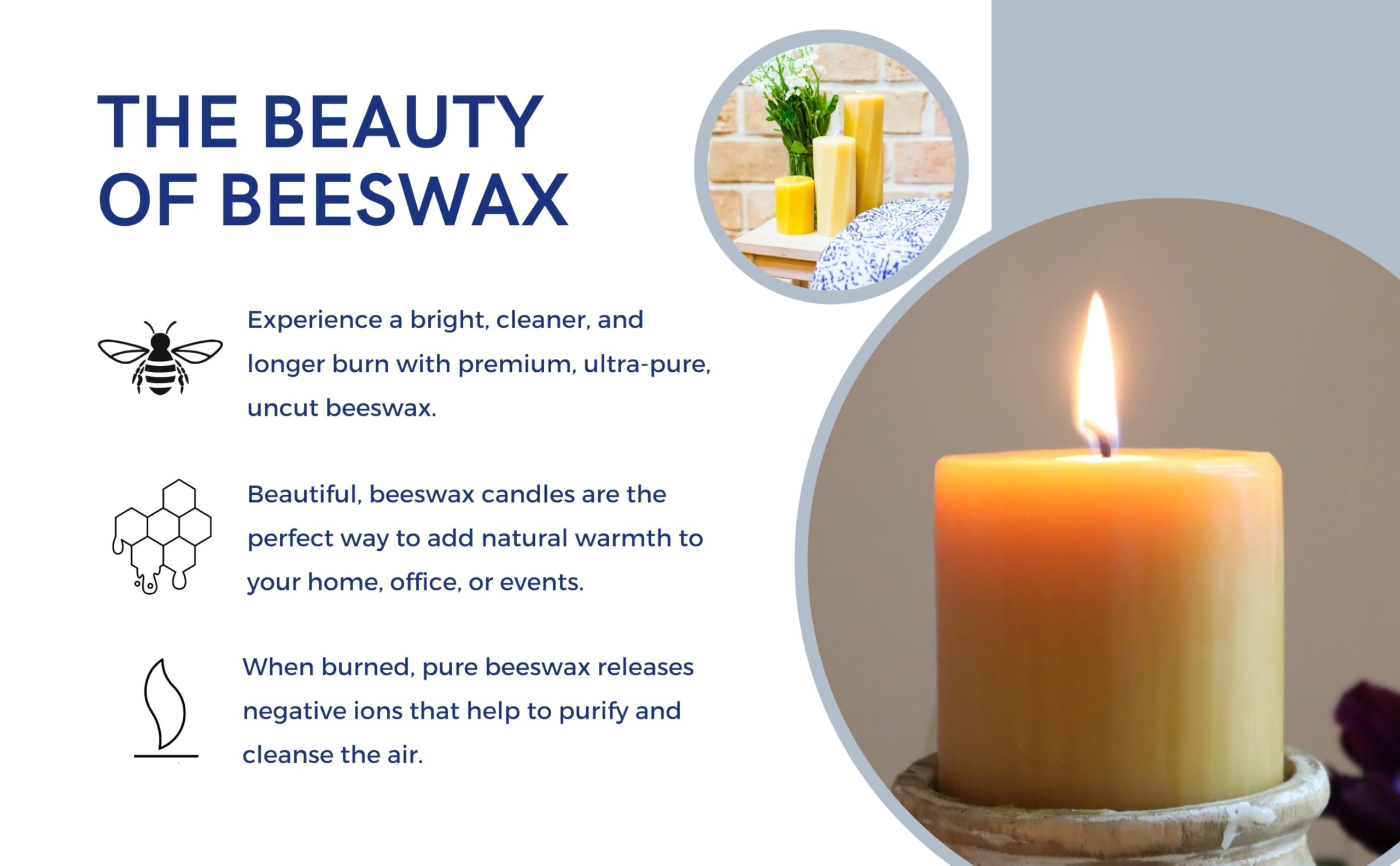 The Beeswax Co Pillar Beeswax Candle - Natural Honey Scented - Long-Lasting & Eco-Friendly - Cotton Wick - Slow Burning - Hand Poured Pure Organic Bees Wax - Spiral Octagon