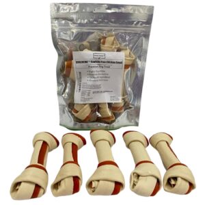 DOGCHEWZ™ Rawhide Free Knotted Bone Dog Chew Treats for Small & Medium Dogs - Size 5 inches (5 Count/Bag) - Chicken Flavored - Gluten Free