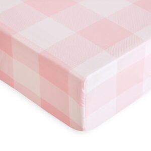 Wake In Cloud - Gingham Bed Sheets, 4-Piece Sheet Set, Cute Plaid Buffalo Check Checker Geometric Aesthetic Bedding, Deep Pocket, Pink, Twin Size