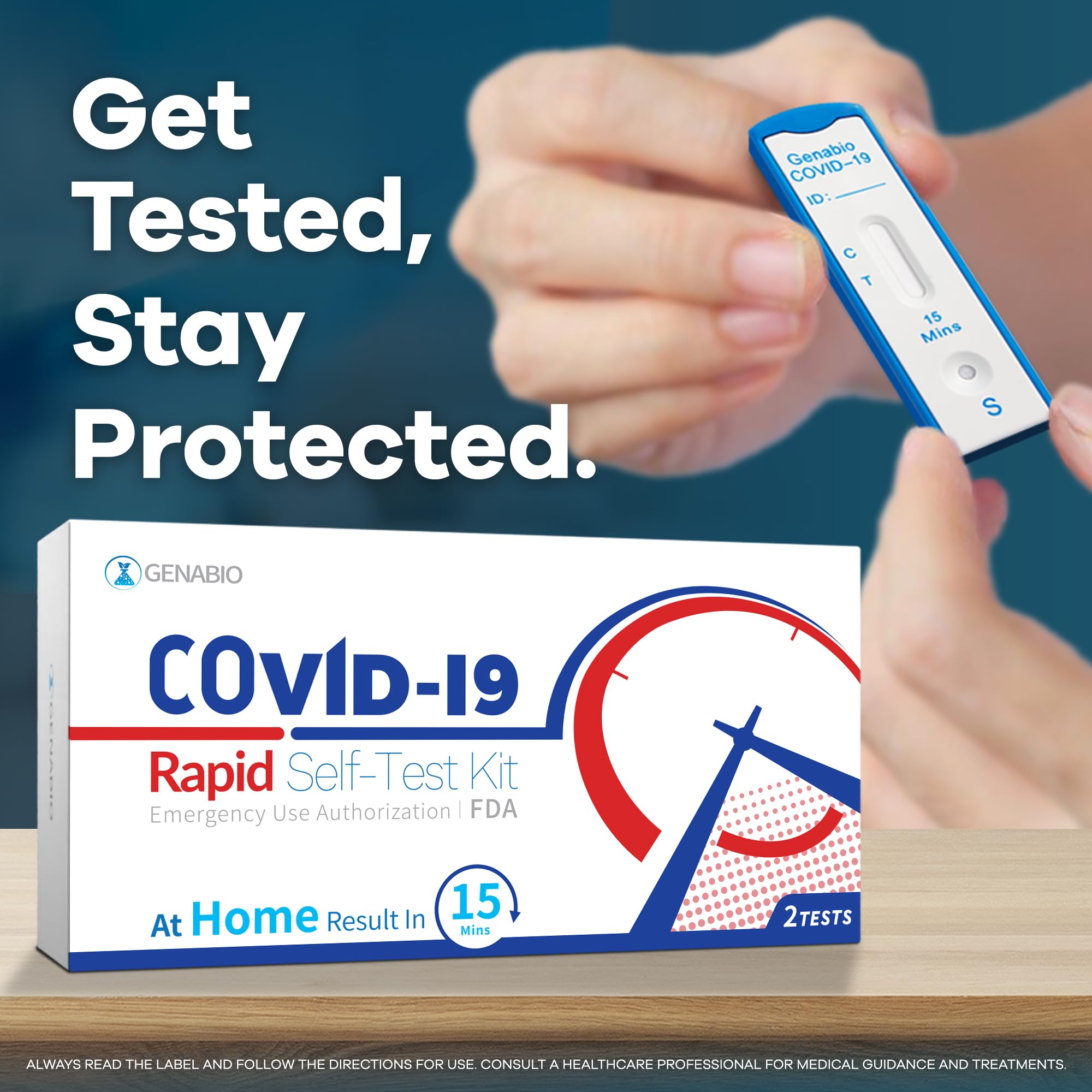 Genabio COVID-19 Antigen Rapid Test, 1 Pack 2 Tests Total, FDA EUA Authorized, 15 Minute Results, OTC at Home Self Test,Non-Invasive Short Nasal Swab, Easy to Use, (2 Pack)