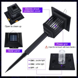 Solar Bug Zapper Outdoor UV Mosquito Killer Black Fly Repellent Light Waterproof Pest Control Insect Fly Trap LED Insecticidal Lamp Hang or Stake in The Ground for Indoor Home Garden(4 Pack)