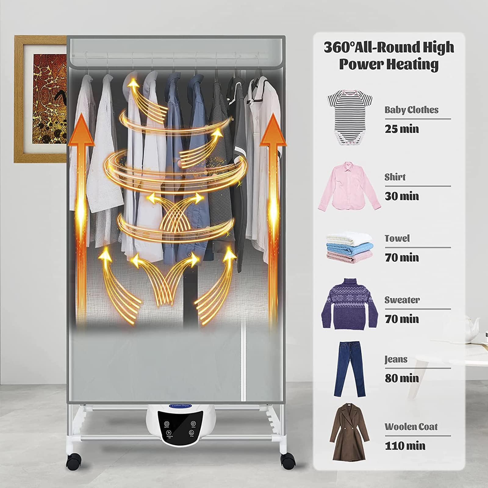 Electric Clothes Dryer with Remote Control and Timer, 1300W Large Capacity 2-Tier Heated Clothes Airer with Cover, Indoor Foldable Electric Clothes Airer Drying Rack, Overheat Protection,Blue