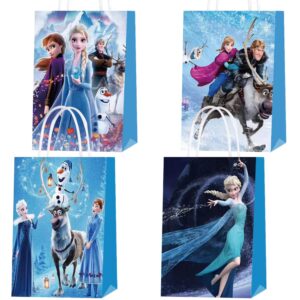 20 pcs frozen party favor bags, frozen kraft paper goodie bags with handles small gift bags treat bags for kids fans birthday party supplies