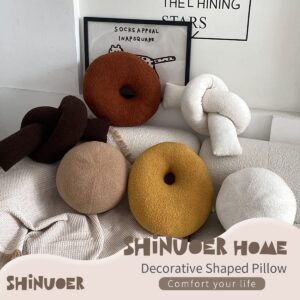 SHINUOER Knot Pillow,Soft Knot Plush Throw Pillow Boucle Knot Shaped Pillows Knotted Long Decorative Throw Pillows Cushion for Couch Sofa Bed Room Decor (Chocolate)