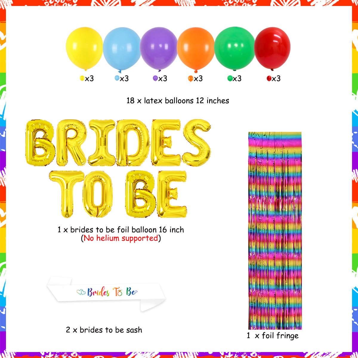 Lesbian Bachelorette Party Decorations, Brides To Be Balloons, LGBTQ Bachelorette Party Decorations, Lesbian Wedding Engagement Decorations Mrs & Mrs Bridal Shower