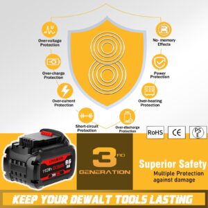 TenHutt 9.6Ah Replace Battery for Dewalt 60V Flexvolt Battery Max for 20V/60v Dewalt Cordless Power Tools DCB606 DCB612 DCB206 DCB204 Li-ion Battery High Capacity【3rd-Version】