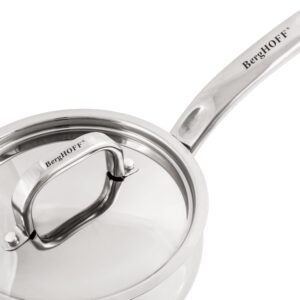 BergHOFF Belly Shape 18/10 Stainless Steel 4Pc Cookware Set, Metal Lids, Fast, Evenly Heat, Induction Cooktop Ready